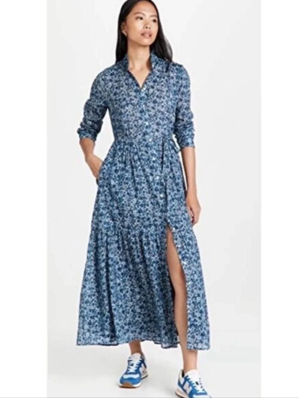 Trovata Birds Of Paradis Mamie Long Maxi Dress Indigo Floral - Picture 2 of 15